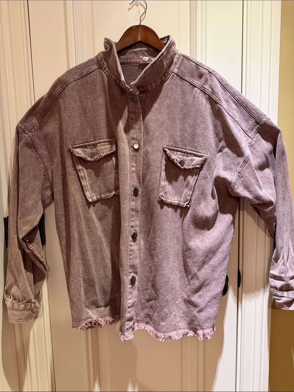 Heyson Mineral Washed Mauve Oversized Button-Up Jean Jacket-Size 3XL-NWOT